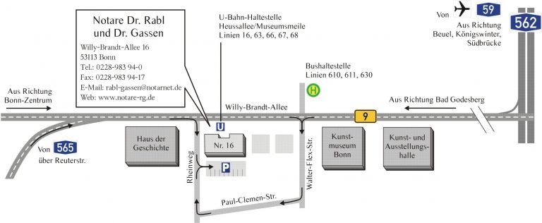 Anfahrtsskizze zum Notariat Dr. Rabl & Dr. Gassen